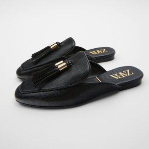 ZARA Tasselled Black Mule